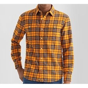 Mutual Weave Men's Orange Plaid Flannel LS Shirt